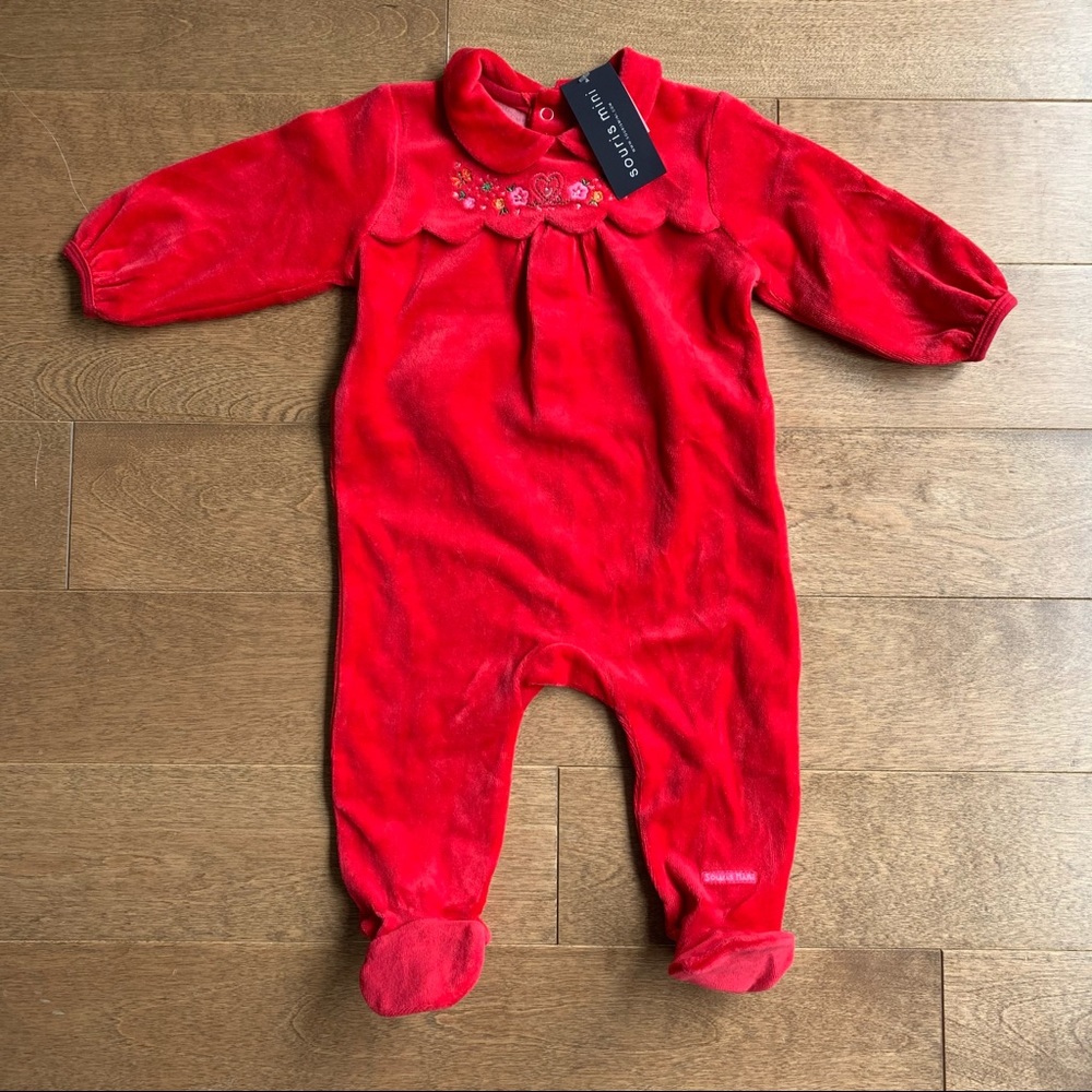 SOURIS MINI Baby girl footie pyjamas 9m NWT